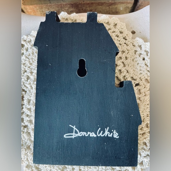 *Town House Blocks Primitive Burgundy Shelf Sitter - Picture 9 of 12